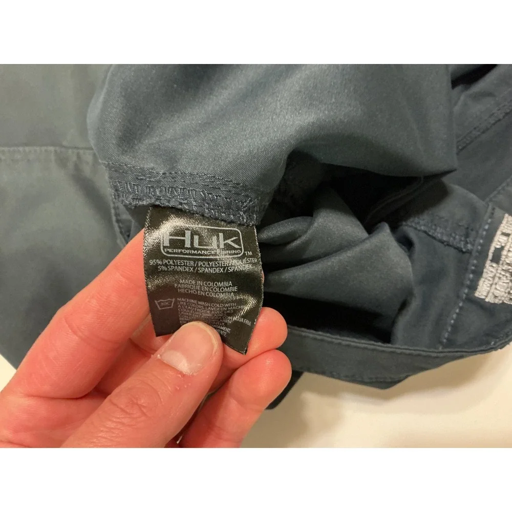 Huk Performance Baggy Fishing Shorts Mens 38 Gray Black‎ Cargo Stretch Quick Dry